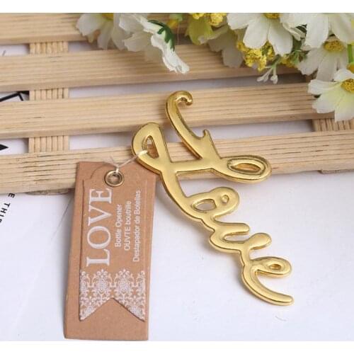 100pcs Best Quality Chrome Love Bottle Opener Wedding&Bridal Shower Favors and Gift For Guest Silver Gold Color SN094