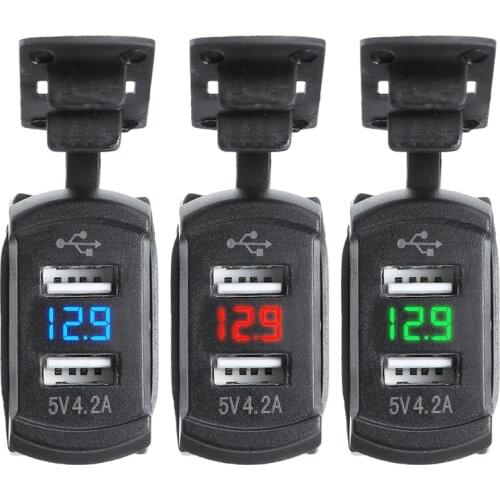12V/24V 4.2A Car Dual USB Charger waterproof cover protect Socket LED Voltmeter Rocker Switch Panel Sockets Adapters Accessory