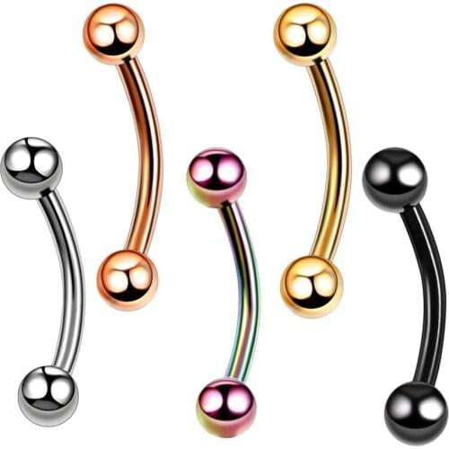 16G 1Pc Punk Titanium Eyebrow Piercing Industrial Curved Barbell Septum Lip Ring Cartilage Tragus Helix Piercing Body Jewelry