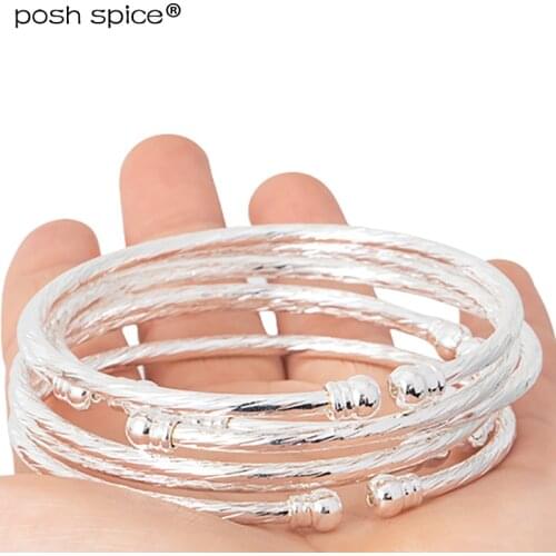 3mm Dubai woman bracelet and bangles Ball Africa Sliver Bangles Indian Bangles White color Middle East Wedding Jewelry Gift