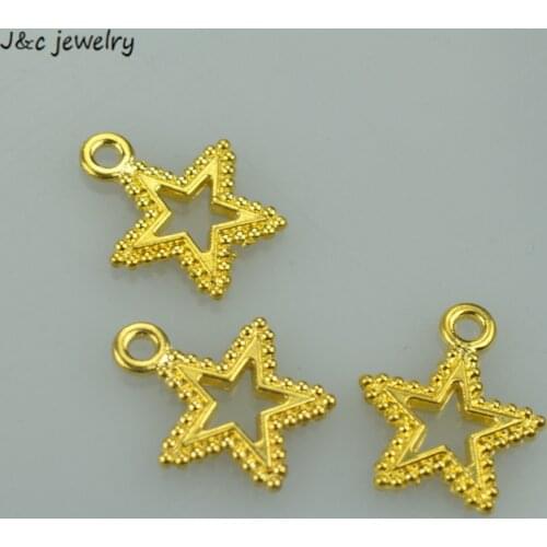 30 pcs free shipping Gold color charms diy metal star pendant for necklace&bracelets jewelry making 17*15 mm L302