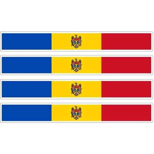 4pcs Patriotic Stickers Flag Stripes Vinyl KK PVC 13cm X 1.7cm Car Window Motorcycle Decoration Tuning Moldova Car Stickers