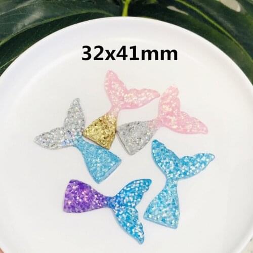 5pcs/lot Shiny Mermaid tail Resin Cabochons Accessories For Hair Clothing Shoes Planar Resin DIY Home Decoration