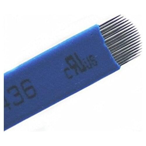 50 PCS Permanent Makeup Eyebrow Blades Manual Embroidery Arc Microblading Blades Blue 18 U-shape Tattoo Needles