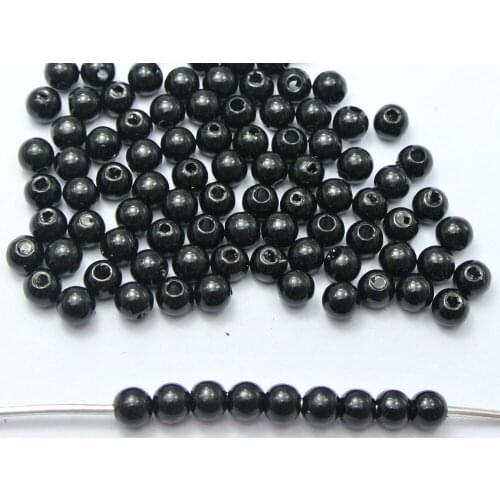 500 Pcs 6mm Plastic Faux Pearl Round Beads Black Imitation Pearl