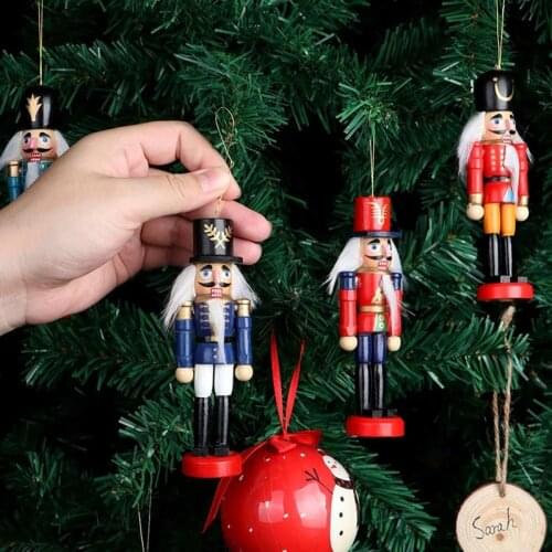 6pcs/set Desktop Ornaments Wooden Nutcracker Doll Soldier Miniature Figurines Vintage Handcraft Puppet New Year Christmas Item