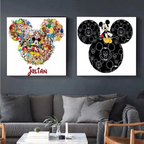 Abstract Cute Anime Canvas Paintings Disney Mickey Cartoon Posters and Prints Wall Art Pictures for Living Kids Room Home Decor