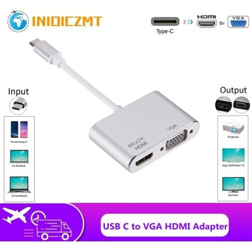 INIOICZMT USB Type C to HDMI 4K 30 Hz VGA Adapter USB 3.1 Type C USB-C to VGA And HDMI Video Converter Adapter For Macbook Pro