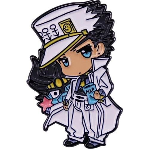Anime Lovers Accessories JoJos Bizarre Adventure Kujo Jotaro Kujo Jotaro Cartoon Enamel Lapel Clothes Coats Badge Brooch Pin