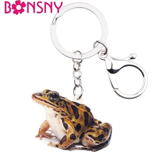 Bonsny Acrylic Spotted Frog Key Chains Keychains Ring Anime Animal Jewelry For Women Girls Teens Handbag Car Charms Pendant Gift