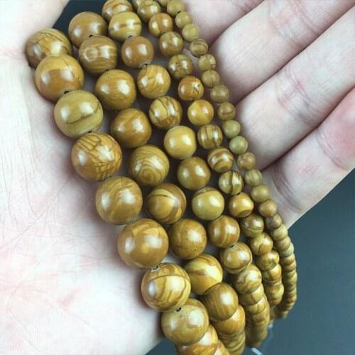 Natural Stone Wood Jaspers Loose Spacer Beads For Jewelry Making DIY Charms Bracelet Necklace Accessories 15''4/6/8/10/12mm