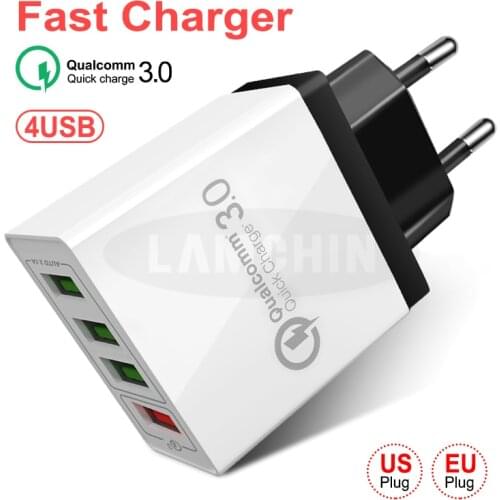 Quick Charge 3.0 USB Charger EU/US Plug Wall Mobile Phone Fast Charger For iPhone 7 4 Ports Adapter QC 3.0 Fast Charging
