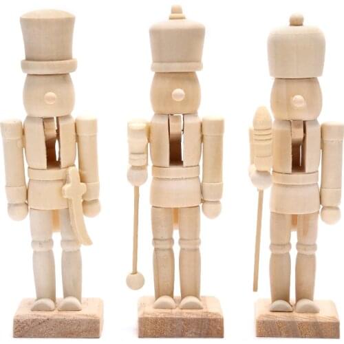 Wooden Crafts DIY 12CM Wooden Nutcracker Doll Soldier Shape Puppet Handmade New Household Craft Decoration