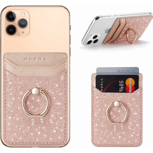 For iPhone SE 2020 Cute Cell Phone Ring Socket Holder Wallet Credit Card Pocket Adhesive Sticker for Samsung Galaxy A31 A41 M21