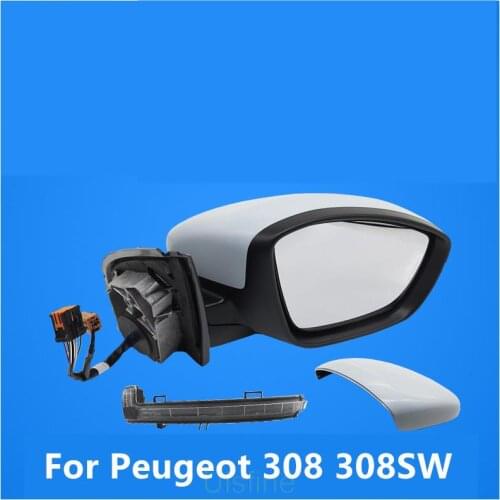For Peugeot 308 308SW car rearview mirror cover lens turn signal rearview mirror assembly high quality Auto Accessories
