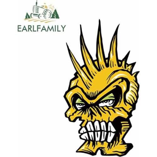 EARLFAMILY 13cm x 9.9cm for Punk Skull Funny Car Stickers and Decals Scratch-Proof Trunk Bumper Personality Car Wrap