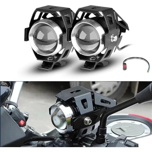 2PCS White motorcycle headlights auxiliary lamp U5 led motorbike spotlight accessories 12V moto DRL spot head lights with switch