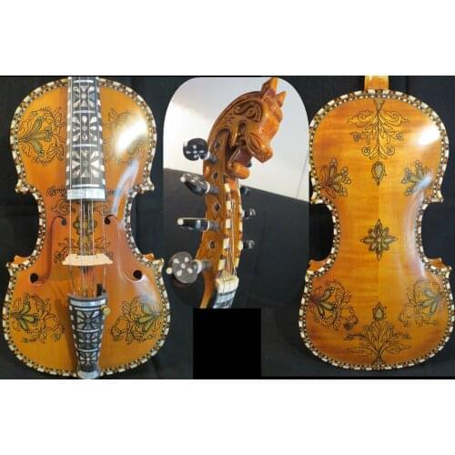 Inlay and drawin violin Hardanger fiddle Norwegian fiddle 4/4 violin(4*4)#12864