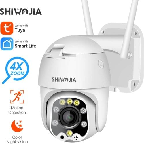 SHIWOJIA Tuya Smart ip Camera Outdoor 4X Optical Zoom Mobile Detection Two Way Audio wifi Security cctv Camera Alexa Google home