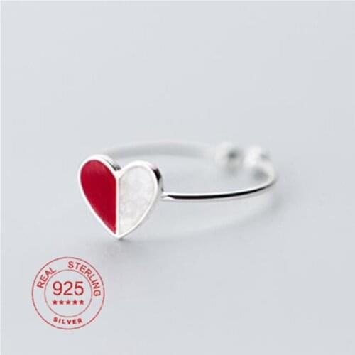 Best Popular 925 Sterling Silver Women Jewelry Fine Small Fresh Fashion Simple Heart-shaped Love Opening Rings for Wedding