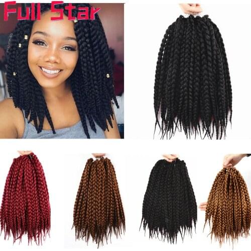 Full Star zizi Box Braids 12 " 80 g Crochet Braids Black Brown marley braid hair Synthetic Braiding Hair for woman
