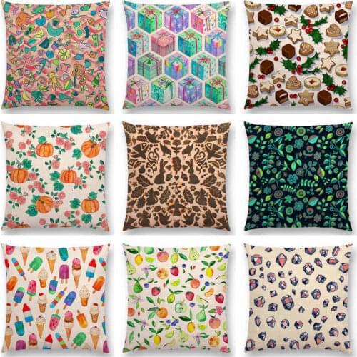 Cute Little Things Christmas Gift Fruit Pumpkin Ice Cream Interesting Art Colorful Pattern Cushion Cover Sofa Throw Pillow Case