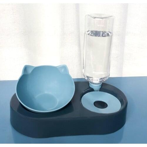 Dog Bowl with Stand Automatic Water Storage Dispenser Pet Cat Food Bowl 2-in-1 Splash-proof Water Container Elevated Removable