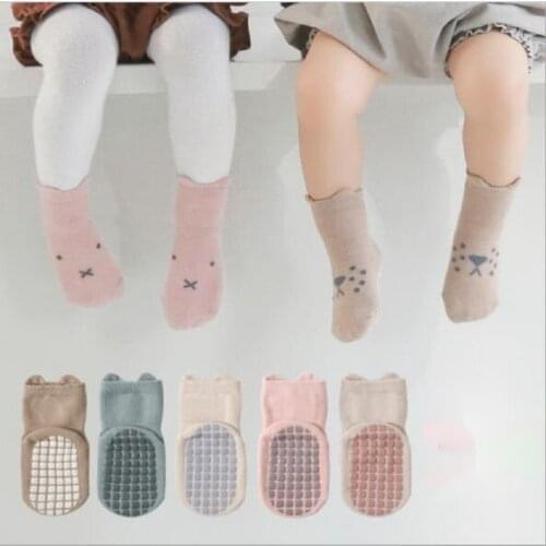 Newborn Baby Floor Socks Autumn Winter Cotton Anti-skid Cat Rabbit Animal Print Socks In Tube Socks Accessories Children Socks