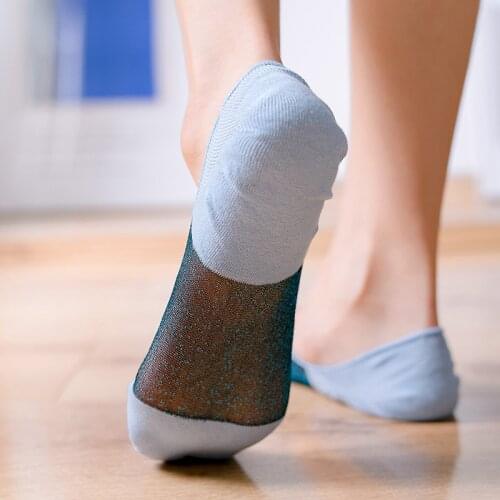 New Invisible Women Socks Slippers Spring Fashion Patchwork Invisible Socks Comfort Breathable Non-slip Deodorant Womens Socks