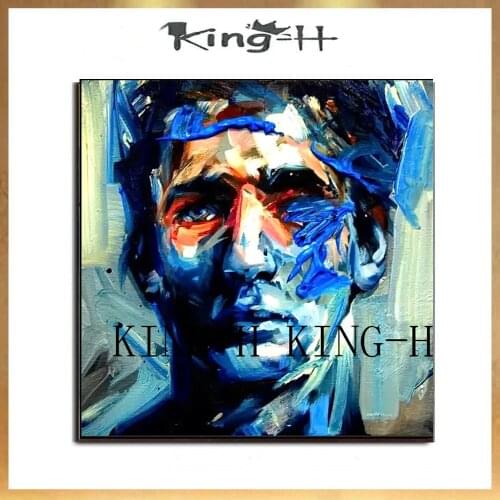 New artist hand color hair modern cool boy wearing sunglasses oil painting wall decoration of modern oil painting pictures