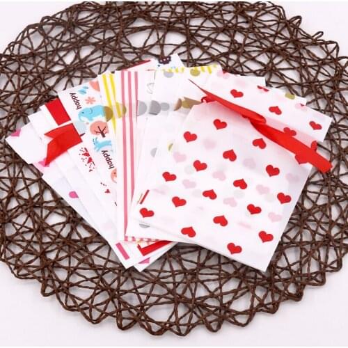 Wholesale 5pcs Christmas Gift Bags Biscuit Plastic Cake Drawstring Bag for Xmas Party Home Decoration 15x21cm