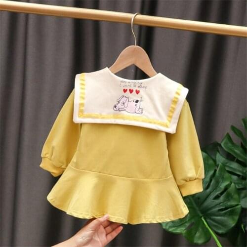 Baby Girls Dresses Children Autumn Winter Long-sleevees Cartoon Printed Ruffles Lovely Princess Party Tutu Dress Kids Clothes