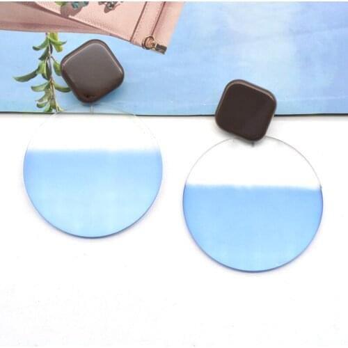 Clear Acrylic Round Circle Stud Earrings For Women Transparent Trendy Ear Jewelry