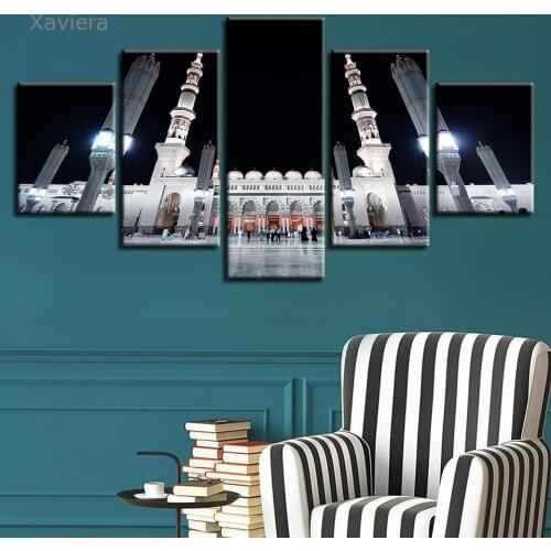 Five-Piece Nordic Church Architecture Landscape Canvas Painting Wall Art Poster Modern Modular Picture Home Decoration Bedroom