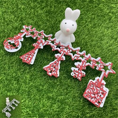 Five-pointed star pendant gift Christmas tree pull flower holiday decoration hand-embossed DIY decoration album scrapbook metal