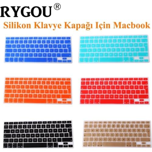 RYGOU Turkish Language EU/UK Silicone Keyboard Cover Protector For Macbook Pro 13 15 17 Retina Mac Air 13 Klavye Cover Stickers