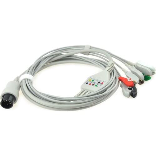 Compatible Patient Monitor One piece 5 lead ecg cable for Mindray,clip type AHA standard