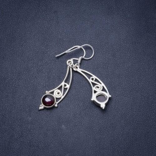 Natural Amethyst Handmade Unique 925 Sterling Silver Earrings 1.5" Y1015