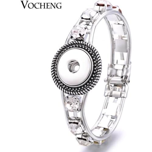 Vocheng Ginger Snap Button Jewelry 18mm Interchangeable Inlaid Crystal Alloy Bangle for Women NN-471
