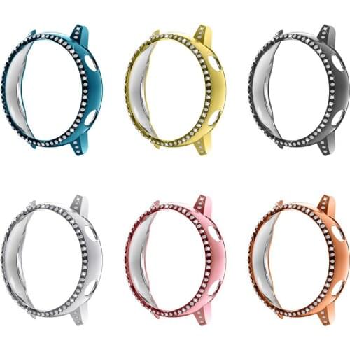 For Samsung Galaxy Watch Active PC Protective Case Anti-Scratch Watch Cover with Zirconum Drill