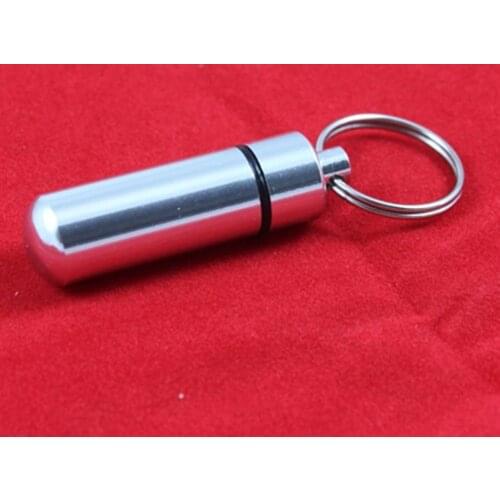 1pc OR 2 PCS key holder Aluminum Waterproof Pill Shaped Box Bottle Holder Container Keychain medicine Keyring keychain box