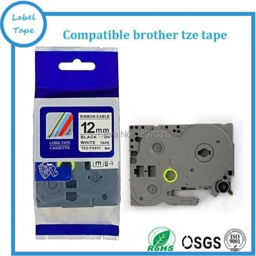 20pcs 12mm Tz231 Tze 231 Black on White tz Laminated Compatible P touch 8m tze-231 tze Label Tape Cartridge tz231 tze-231