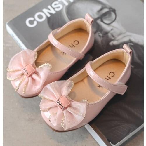 2021 Spring and Autumn Girls Small Leather Shoes Baby Toddler Shoes Soft Sole Fashion Little Princess Sweet Single Shoes