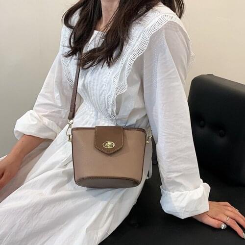 2022 Luxury Panelled Pu Leather Female Shoulder Bag Travel Womens Brand Handbag Vintage Bucket Crossbody Bags for Women