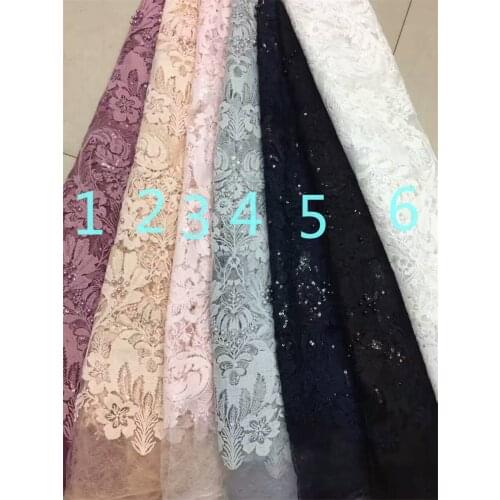 3D flower Embroidery Net Lace African French Lace High Quality with beads french Tulle Lace Fabric with beads and sequins