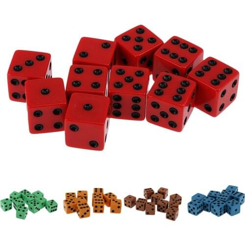 Acrylic Pack of 10pcs 18mm Six Sided D6 Spot Dice for D&D RPG Board Game Party Casino Fun Family Pub Game Gift