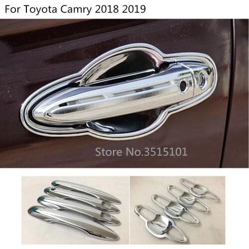 Car Body Styling Door Cover ABS Chrome Stick Trim Handle Bowl Frame Hoods For Toyota New Camry XV70 2017 2018 2019 2020