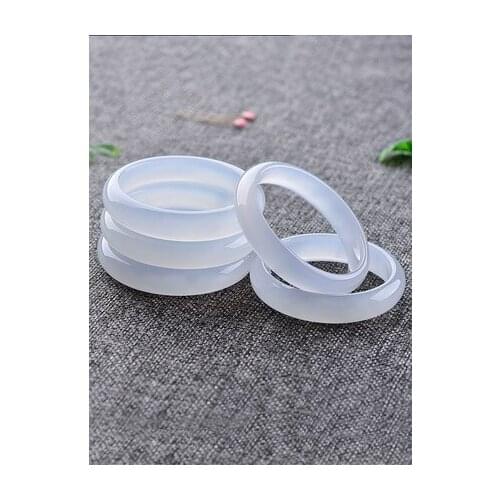 Free certificate Natural agate chalcedony ice bottom 54-64mm white bracelet Elegant princess jewelry Best gift