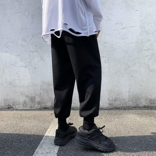 Casual Sweatpants Male Harajuku Angel Length Trousers 5Xl Mens Solid 3 Colors Joggesr Pants 2021 Autumn Mens Grey Loose