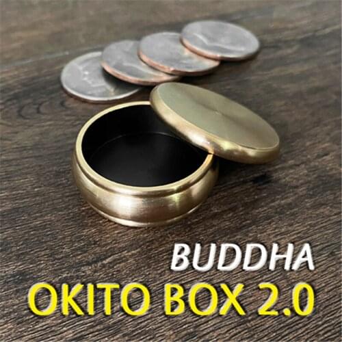 Buddha Okito Box 2.0 + Half Dollar Shell Magic Tricks Stage Close Up Magia Coin Appear Penetrate Magie Illusion Gimmick Props